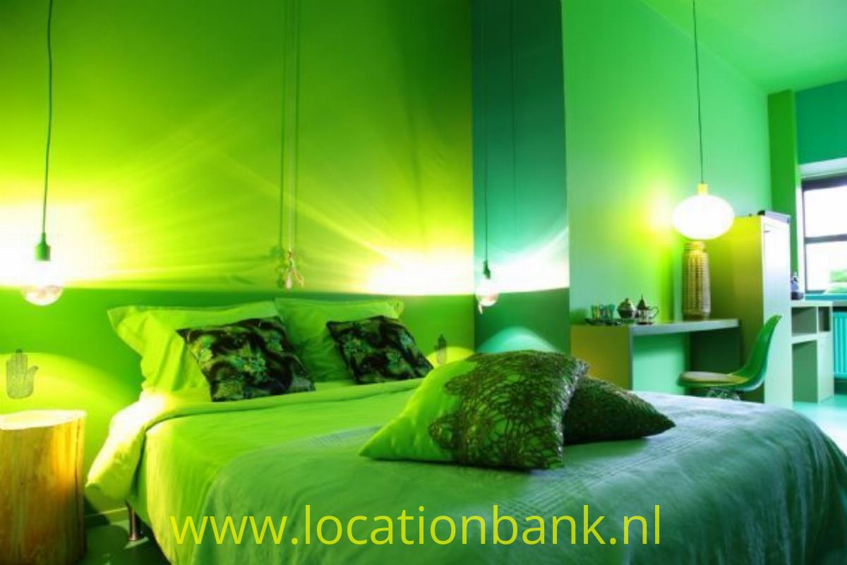 Groene hotel kamer