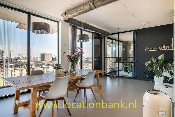 filmlocatie penthouse appartement met skyline in Rotterdam