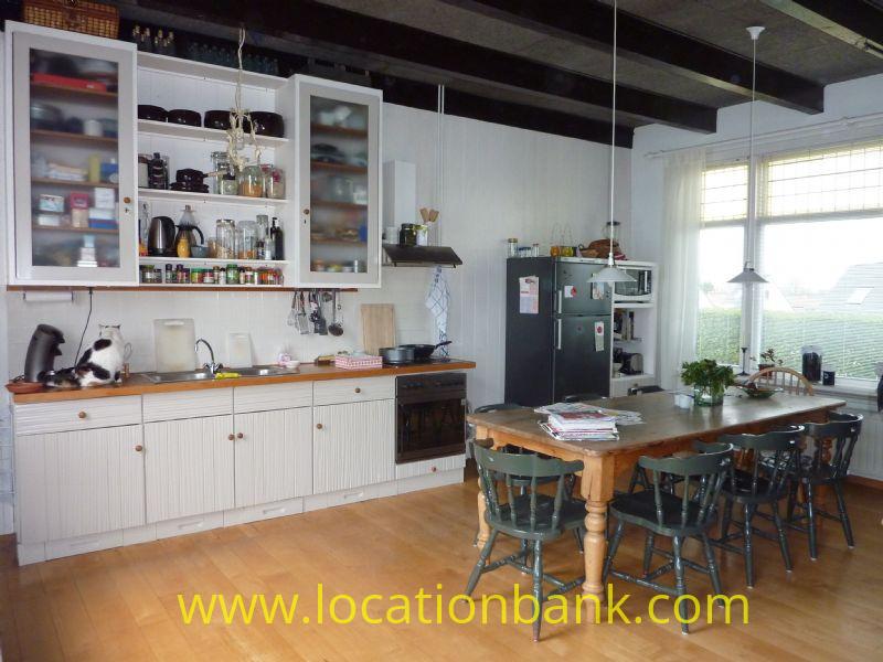 open kitchen with dining table