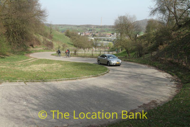 windy curved bend road hillside