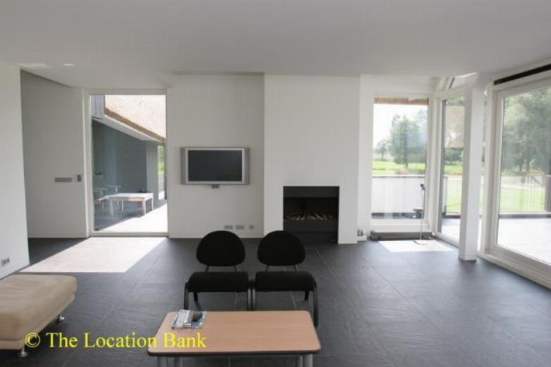 modern living with fire place