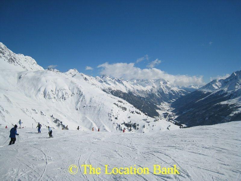 Ski run and ski lift in the mountains