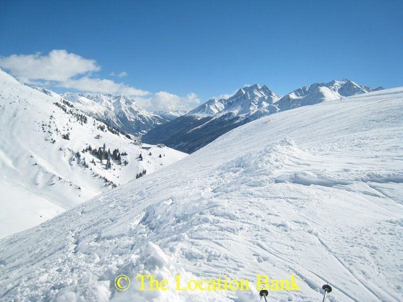 Ski run and ski lift in the mountains