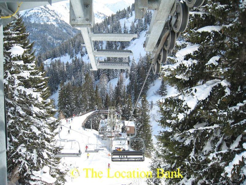 Ski run and ski lift in the mountains