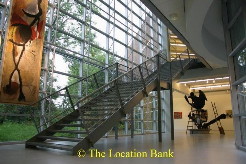 stairs and glass wall