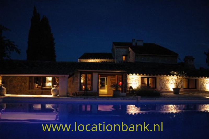  'La Bergerie' from the pool at night