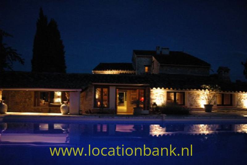  'La Bergerie' from the pool at night