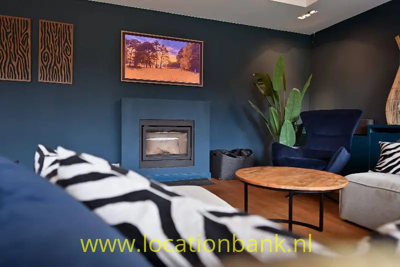 blauwe woonkamer