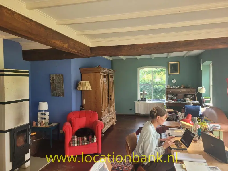 kleurrijke woonkamer met blauw en groen
