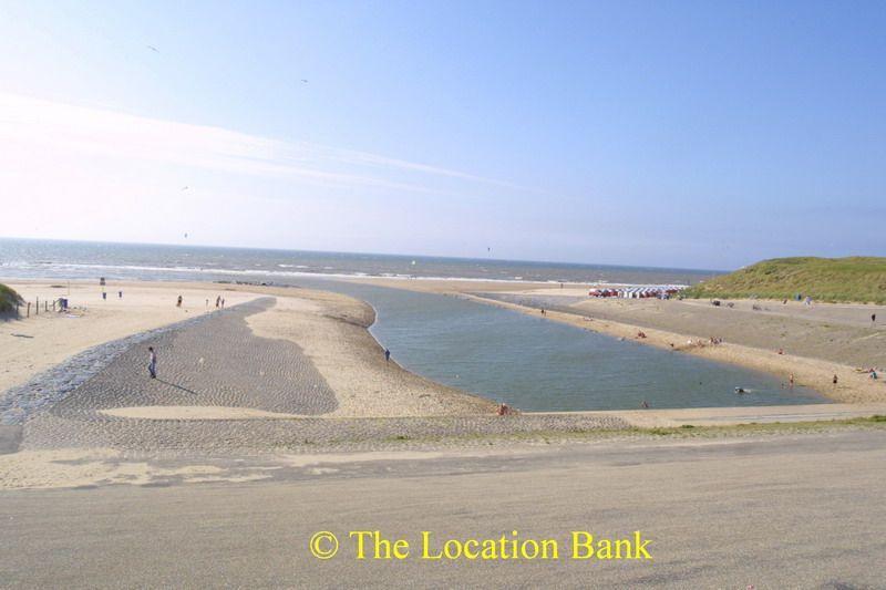 Rivier monding aan het strand