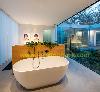 bedroom with bath tub