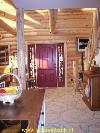 Entrance of wooden cottage